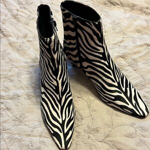 Steve Madden Black and White Zebra Ankle Booties
